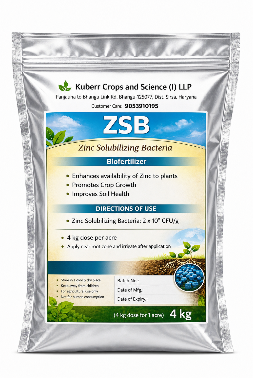 ZSB Bio Fertilizer – Zinc Solubilizing Bacteria for Plants | Improves Zinc Availability & Crop Yield